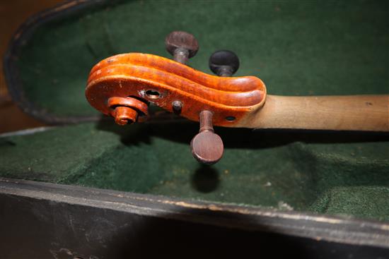 A cased double back violin, John Lamb 1917